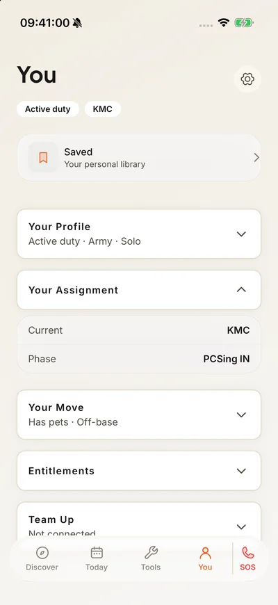 Boris™ You screen with household and assignment settings